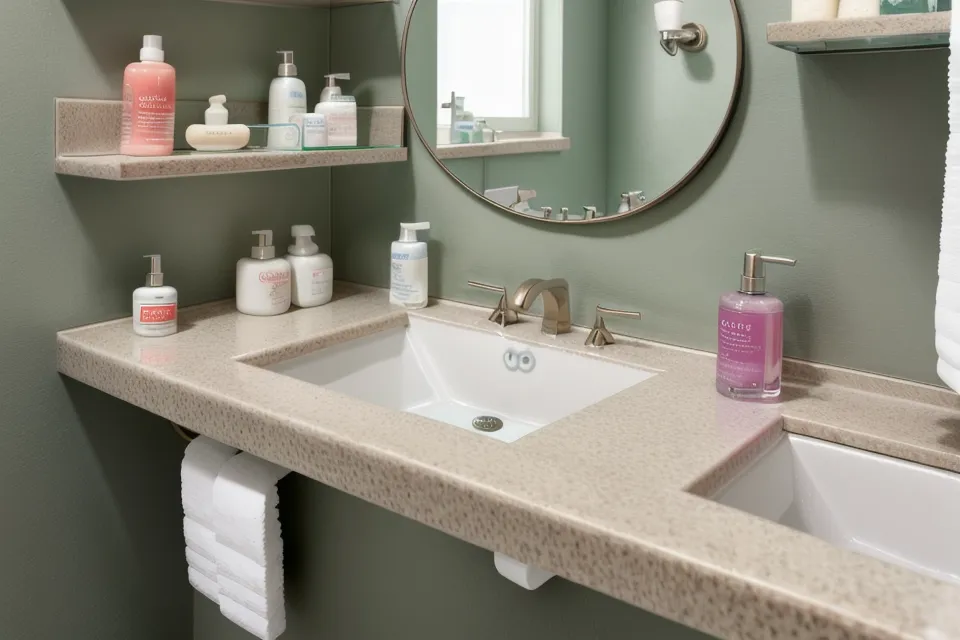 Compact toothbrush head next to a standard toothbrush head, an oral hygiene hack for gag reflex relief during at-home dental care